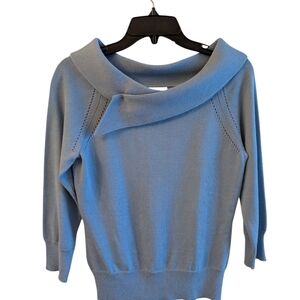 Casual Corner Off-the-Shoulder Blue Sweater